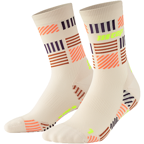 CEP The Run 4.0 Mid Cut Compression Socks Herren | Cream Neon Yellow