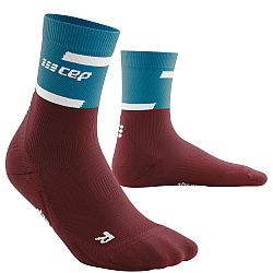 CEP The Run 4.0 Mid Cut Compression Socks Herren | Petrol Dark Red