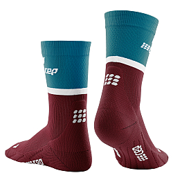 CEP The Run 4.0 Mid Cut Compression Socks Herren | Petrol Dark Red